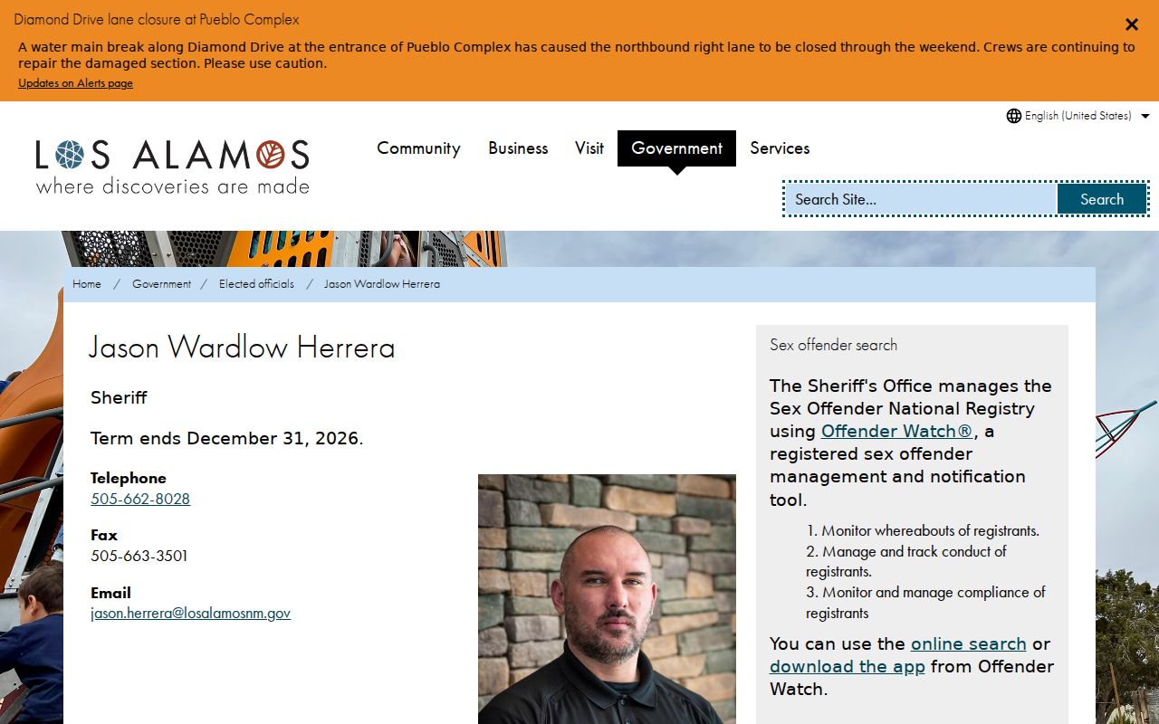 Los Alamos County most wanted list Sheriff office contact