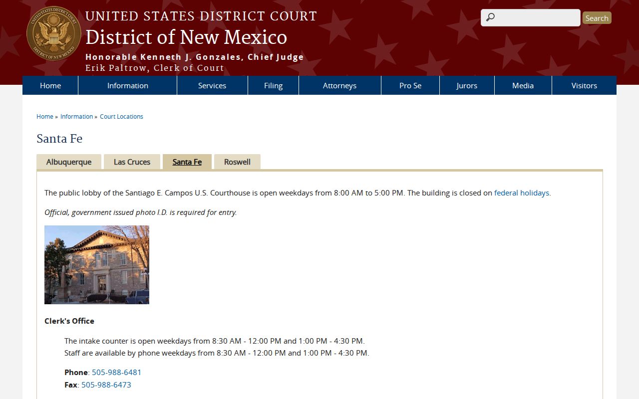 Los Alamos County arrest warrants federal courthouse access